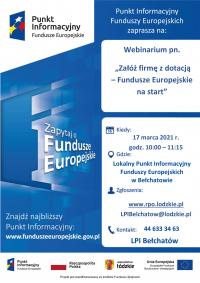 Webinarium „Załóż firmę z dotacją – Fundusze Europejskie na start”